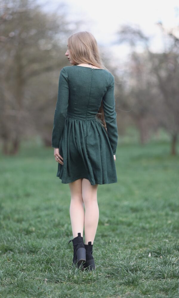 Ruth - classic dress in shade of bottle green